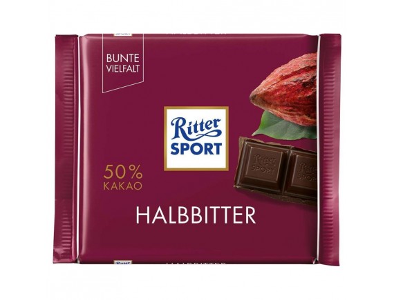 RITTER SPORT HALBBITTER 50% KAKAO 100 GR